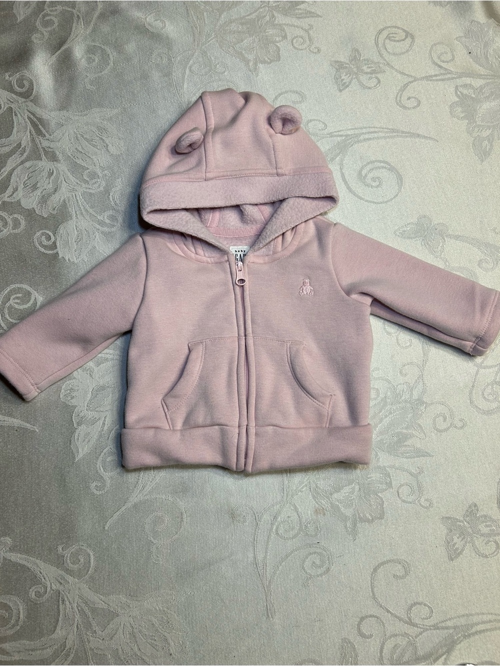 GAP Light Pink Hooded Zip Sweatshirt with Ear Detail